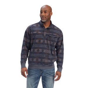 Ariat Medium Printed Overdyed Washed Sweater Maritime Blue Southwest Men's M NWT
